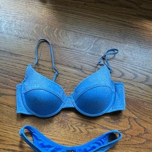 Blue shimmer Triangl top (L) - comes with original triangl bag